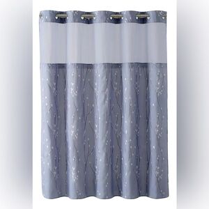 Hookless Shower Curtain No Liner Cherry Bloom Purple Grey NWOT
